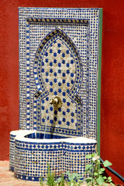 Moroccan fountain in garden